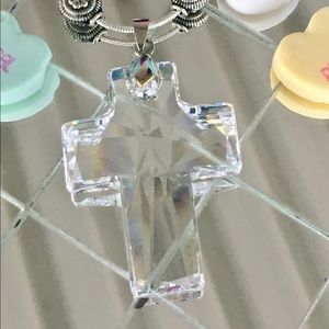 Swarovski Crystal Cross on Sterling Silver Rope Chain